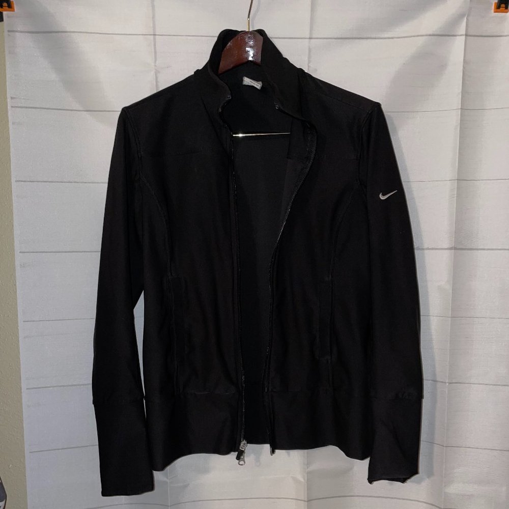 Nike Dri-fit Full Zip Jacket Womens M Track Running Long Sleeve Black